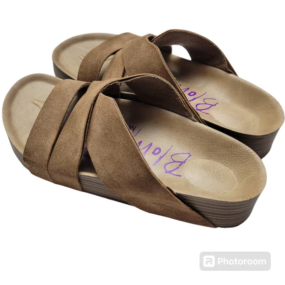 Blowfish | Malibu Flatform Platform Strappy Beige Slip On Sandals 7 - Picture 4 of 11